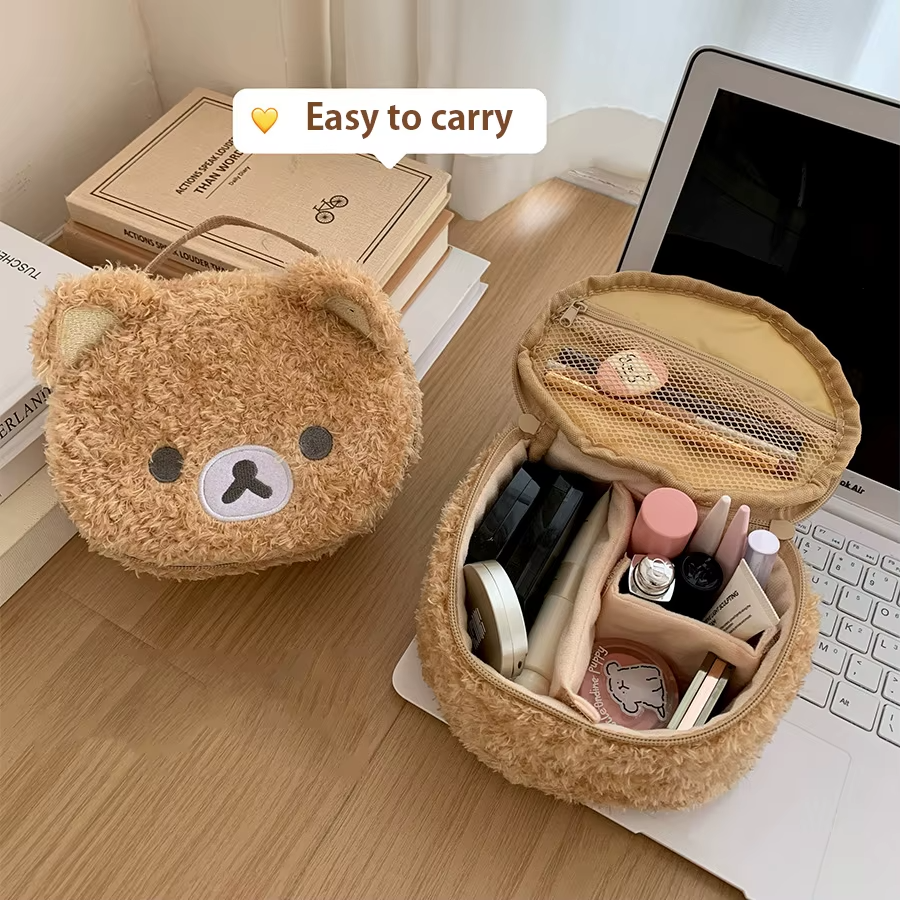 Relaxed Bear Cosmetic Bag. easy to care.